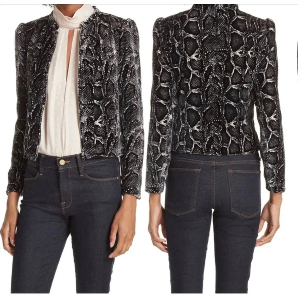 Rebecca Taylor Jacket Jackets Coats Bomber Jacket Silk Velvet Snakeskin - Picture 1 of 13